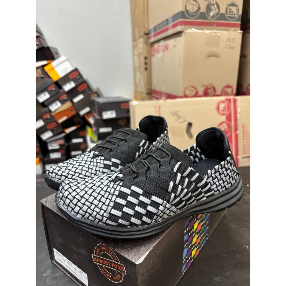 Bernie Mev Victoria Black Reflective Woven Memory Foam Sneaker US 6.5-7 EU 37